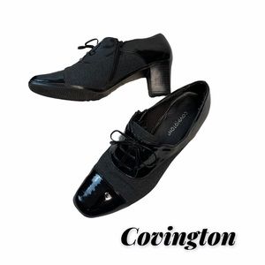 LCovington Black And Grey Lace Up Oxford Heels Size 8.5